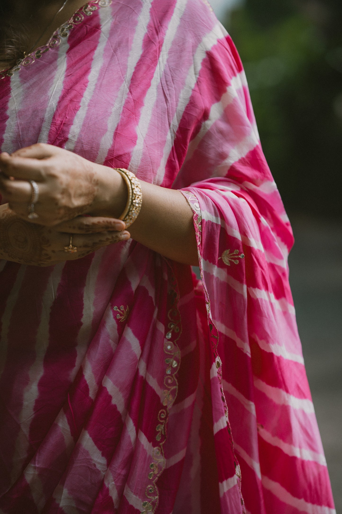 Leheriya rani pink saree with gotapatti work