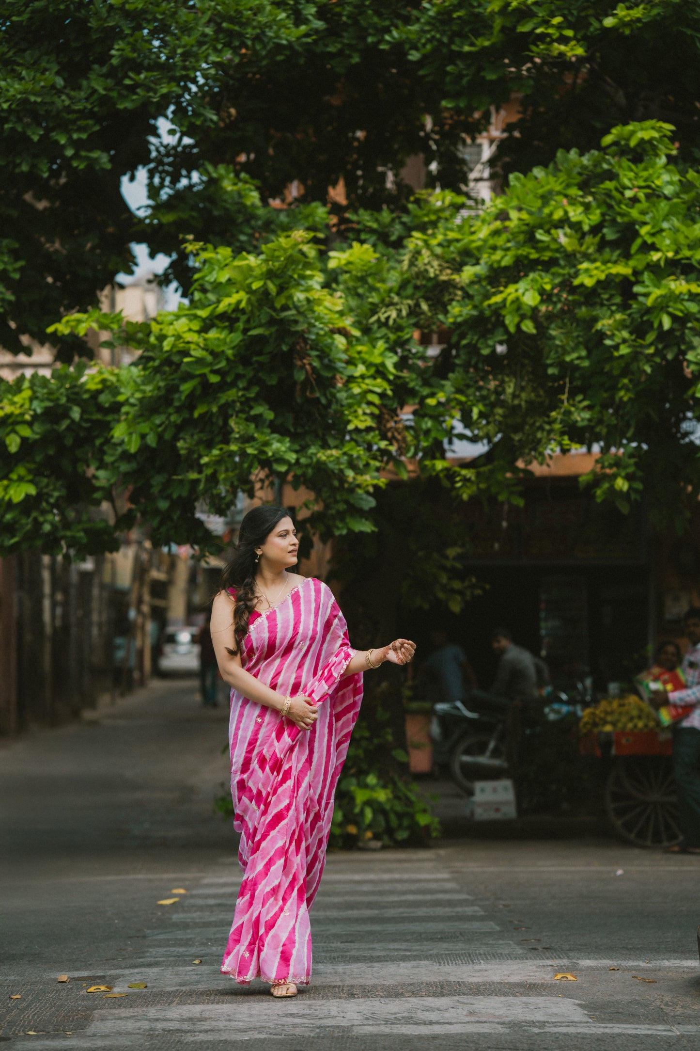 Leheriya rani pink saree with gotapatti work