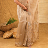 Organza golden saree with gottapatti work and matching  saree