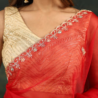 Red Organza Saree with Gotta and Ari tari work