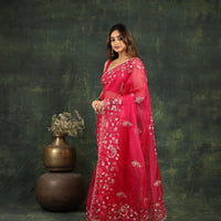 Pink Organza Saree with Gotta and Ari tari work