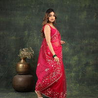 Pink Organza Saree with Gotta and Ari tari work