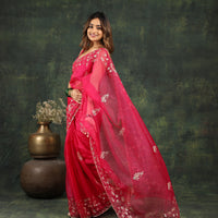 Pink Organza Saree with Gotta and Ari tari work