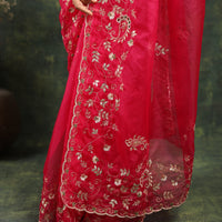 Pink Organza Saree with Gotta and Ari tari work