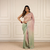 Shaded tissue saree with ari tari work
