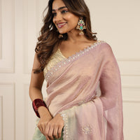 Shaded tissue saree with ari tari work