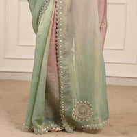Shaded tissue saree with ari tari work
