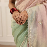 Shaded tissue saree with ari tari work