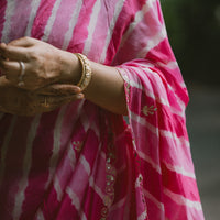 Leheriya rani pink saree with gotapatti work