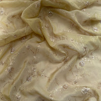 Beige pure tissue saree with sequins and pittan threadwork