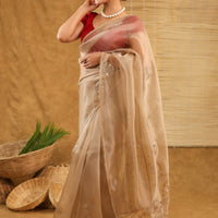 Organza golden saree with gottapatti work and matching  saree
