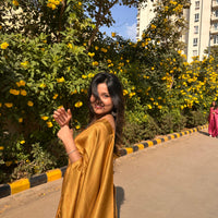 Bright golden saree with golden thread self work