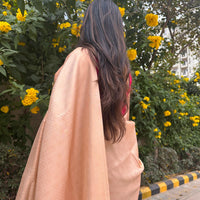 Bright cream saree with golden thread self work