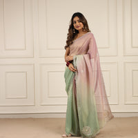 Shaded tissue saree with ari tari work