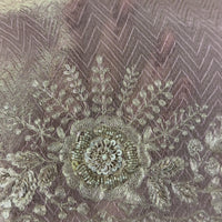 Baby pink tissue saree with pittan threadwork and sequins